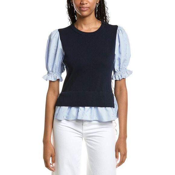 Nanette Nanette Lepore Sweaters - Nanette Nanette Lepore Womens  Twofer Sweater, Navy